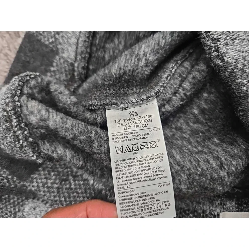 Gap Kids Pajama‎ Pants Youth Girls 14/16 Gray Plaid Pull On Knit Fleece Lounge